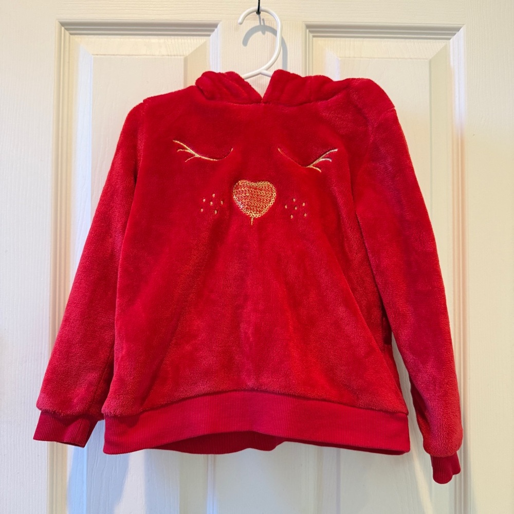 Epic Threads | Kid’s Red Fleece Reindeer | Hoodie | Size 5